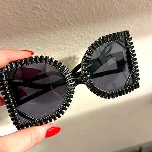 Black Beaded Women's Sunglasses